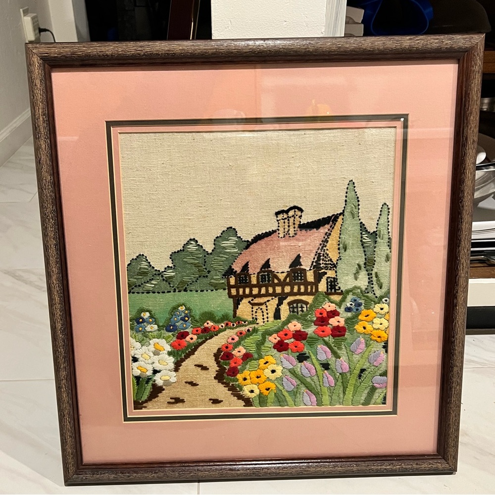 Embroidered Cottage Picture